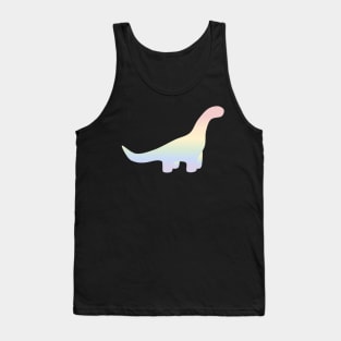 Rainbow Pastel Gradient Dinosaur (Black Background) Tank Top